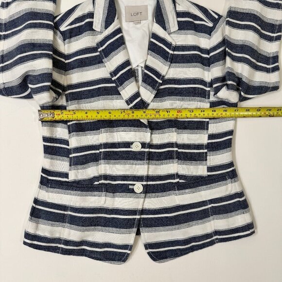 Loft - Linen Blend Striped Summer Blazer in Blue & White - Picture 6 of 8